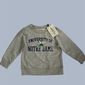 Notre Dame Fighting Irish Shirt Toddler Size 2T Gray Long Sleeve Sweatshirt !!!